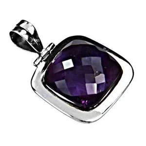 Pendentif en argent 925 avec améthyste pour femmes, collier de bijoux en pierres précieuses tendance - Product Image 3