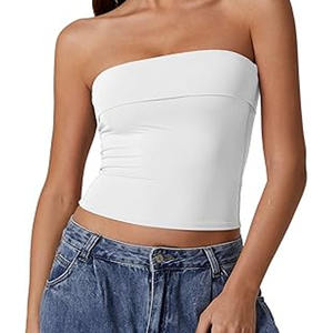 Vente en gros T-shirt court pour femmes débardeur sans couture Streetwear tricot côtelé extensible sans manches décontracté débardeur stock - Product Image 4