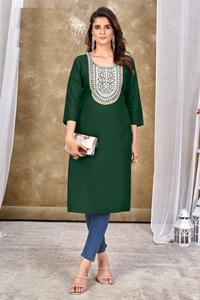 New <b>Presents</b> 14kg Rayon and Embroidery with Mirror Work Kurtis for Women - Product Image 4