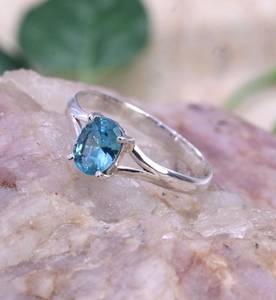 Blue Topaz Sterling <b>Ring</b> Handmade Gemstone Silver <b>Indian</b> Seller Blue Topaz Stone Fine Jewelry Shop Now - Product Image 1