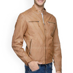 OEM ODM Custom Logo Design High Quality Canvas Casual Leather <b>Jacket</b> For <b>Men</b> and With Zipper Stand Leather <b>jacket</b> - Product Image 2