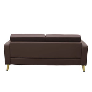 Canapé traditionnel carré pour salon, revêtement en cuir PU brun terre cuite, pieds en plastique, style moderne - Product Image 4