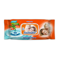 Lingettes humides pour bébé Freshmaker, 72 pièces, 15*18cm, 40gsm, parfum floral de haute qualité, matériau non tissé, certifié ISO, pratiques pour tous les jours