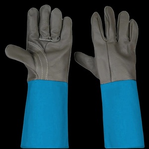 ถุงมือเชื่อม TIG หนังแพะสีน้ำตาลขาวคุณภาพพรีเมียม ด้านหลังทำจากโนเม็กซ์ เคฟลาร์  ความคล่องตัวสูง ทนความร้อน ป้องกันการบาดเจ็บ - Product Image 5