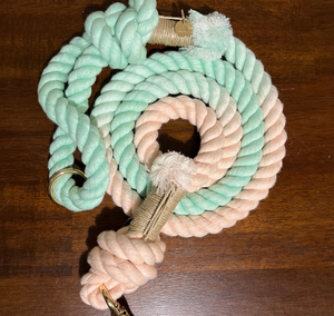 Hand Dyed Creamy <b>White</b> Cotton Rope Dog Leash Premium Stylish Durable Pet Lead for Medium Large Dogs - Product Image 1
