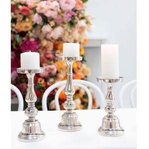 Portavelas de aluminio Chapado en plata antigua, pilar de vela de Metal pesado sólido para el hogar y la boda decorativos - Product Image 5