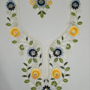 Écusson de col de luxe en filet avec broderie et paillettes pour robe de soirée kurti blouse décolleté boutique ethnique mode - Product Image 1