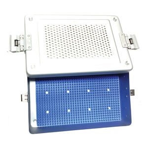 HOT SELLING ENT SURGICAL EQUIPMENT CONTAINER WITH PERFORATED LID - DOUBLE WITH <b>SILICONE</b> <b>MAT</b>... - Product Image 1