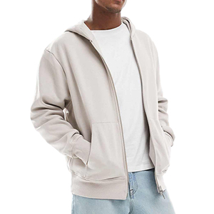 Heavyweight Pullover Full Zip up Hoodies Diseño personalizado Alta calidad 300-500 Gsm Algodón Oversized Zip up Hoodies Sudaderas con capucha en blanco - Product Image 3
