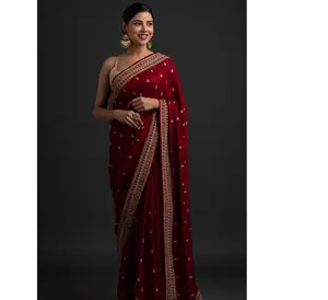 new women's Designer Art Silk saree sequnce border soft fabric saree with blouse piece in India surat Gujarat clothings sari