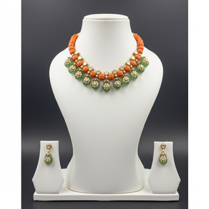 Ensemble de colliers en pierre d'émeraude verte corail de style classique pour filles et femmes, nouveau design - Product Image 1