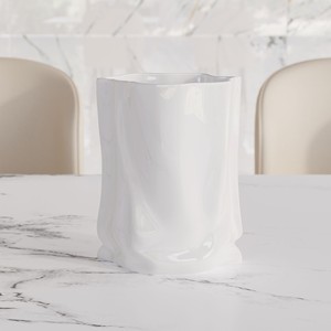 White Minimalist Ceramic Tabletop <b>Vase</b> 24cm with <b>Unique</b> Design - Product Image 5