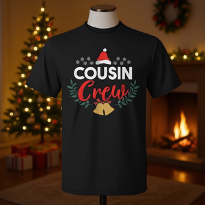 T-shirt de Noël Cousin Crew, costume de vacances en famille, noir, taille adulte - Product Image 3
