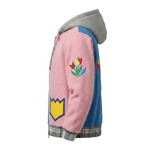 Sweat-shirts pour hommes personnalisés avec impression en relief, poignets doubles perlés, poches, effet délavé soleil, ourlet irrégulier, patchwork coupé-cousu et surpiqûres inversées - Product Image 5