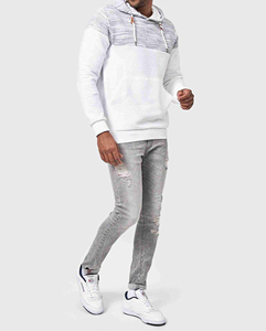Sudadera con capucha para hombre ecológica, diseño único mezclado de algodón, servicio OEM - Product Image 2
