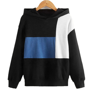 Mens Color Block Winter Hoodie 2025 Streetwear Custom Heavyweight 100% Cotton Pullover Plus Size Sweatshirts - Product Image 1