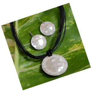 Collier de coquillages avec boucles d'oreilles, bijoux en coquillages, ensemble de coquillages, bijoux en mosaïque de coquillages, coquillage de nautilus craek - Product Image 3