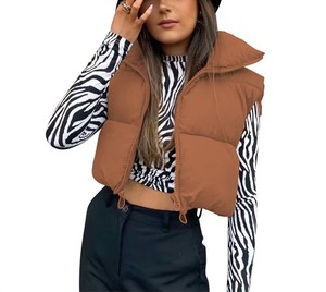 Logo personnalisé OEM bulle fermeture éclair sans manches gilet court veste personnalisée Winer Puffer doudoune femmes - Product Image 4