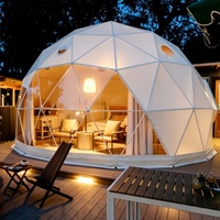 Dôme géodésique transparent de luxe pour jardin, tente hôtelière en verre, marque GALAXY, quatre saisons, 3 chambres/1 séjour, résistance au vent 12 pieds 120 km/h