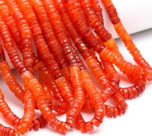 Natural Shaded Carnelian Faceted Tire Shape <b>Heishi</b> <b>Beads</b> for Jewelry Making with Stone <b>Beads</b> - Product Image 5