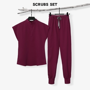 Hospital de fábrica logotipo personalizado salón de belleza con cuello en V Jogger Casual dos piezas Doctor estiramiento enfermería médico higos uniformes conjunto - Product Image 5