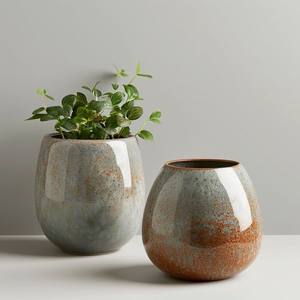 Ensemble de pots de fleurs en céramique émaillée de qualité supérieure, design rustique moderne, porte-plantes décoratif d'intérieur durable - Product Image 1