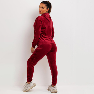 Ensemble deux pièces pour femme 100 % coton, très extensible, longueur intégrale, col en V, hiver, style hip-hop, polaire, athlétique, réversible, écologique, respirant - Product Image 2