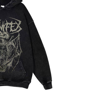 À la mode surdimensionné personnalisé DTF DTG strass impression à capuche pour hommes Streetwear pull mode sweat - Product Image 3