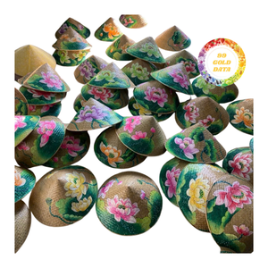 Sombrero cónico vietnamita tejido a mano, marco de bambú, sombrero tradicional de hoja de palma para recuerdo y actividades al aire libre - Product Image 1