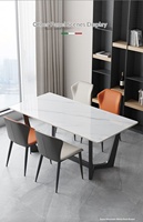 Ensemble de table à manger rectangulaire pliante minimaliste italienne avec 6 chaises, plateau en pierre frittée, base en métal pour mobilier de salle à manger moderne