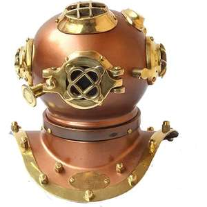 Fournisseur en vrac Casque de plongée sous-marine en métal fini cuivre nautique en laiton avec horloge intégrée de l'exportateur indien - Product Image 3