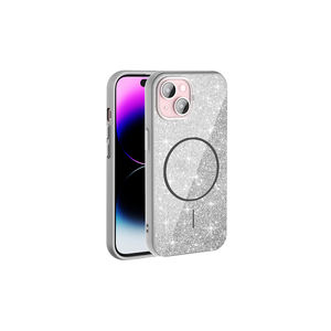 Coque scintillante Netzy Luxury compatible MagSafe pour iPhone 15 Plus, protection en silicone chatoyant anti-traces de doigts, blanc - Product Image 1