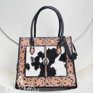 กระเป๋าถือหนังวัวแท้สำหรับผู้หญิง, กระเป๋าโท้ทสะพายข้างทรงสี่เหลี่ยมกระเป๋าหนังวัวแท้ - Product Image 1