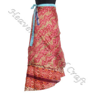 Faldas Estilo Vintage Silk Wrap Indian Magic Silk Wrap Falda nueva Mujer Moda Tallas grandes Sexy Wrap Falda Estampado indio - Product Image 4