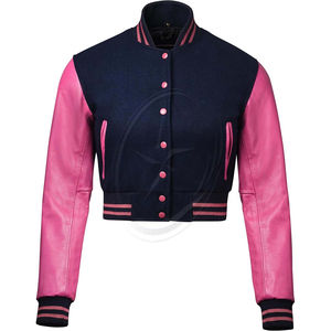 Veste de baseball en laine de cuir de qualité supérieure pour femmes avec décoration brodée - Product Image 3