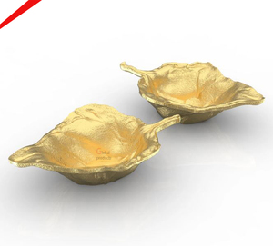 Diseño de hoja de cuenco de tuerca chapado en oro de alta calidad para servir comida - Product Image 1