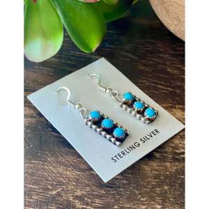 Esther White Turquoise & Sterling <b>Silver</b> Drop <b>Earrings</b> Elegant Dangle Design for Gift Occasions - Product Image 3