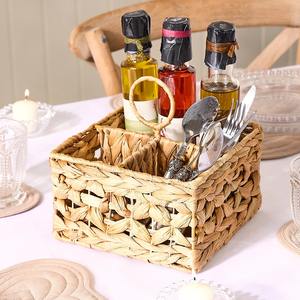 Water Hyacinth Indoor Storage Kitchen Cutlery Caddy <b>Basket</b> Handmade Storage <b>Basket</b> Wholesale eco-friendly Made in Vietnam - Product Image 3