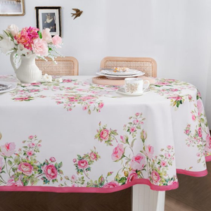 100% Cotton Hand Embroidered <b>Tablecloth</b> Wedding <b>Tablecloth</b> with Woven Technics - Product Image 1