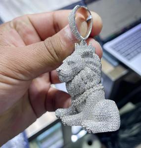 Pendentif en diamant véritable en forme de paix, certifié IGI, bijoux fins pour hommes, charme en argent 925 - Product Image 3