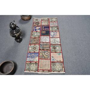Tapis classique turc vintage 21x48 pieds laine beige fait à la main motif rectangle abstrait soutenu en latex pour une utilisation dans le couloir - Product Image 1