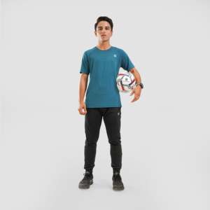 Youth <b>100</b>% <b>Polyester</b> Motion Tee in Teal Breathable Knitted Fabric with Loose Fit and <b>Yarn</b> Dyed Logo Plain Dyed - Product Image 4