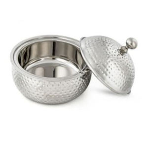 Round Antique Hammered Dessert Display Food Sever <b>Pot</b> Silver Ware Casserole Dish <b>With</b> <b>Lid</b> for Home Kitchen Ornaments - Product Image 5