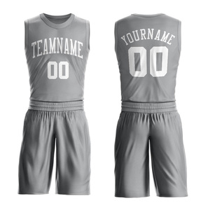 Conjunto de Uniforme de Baloncesto Sublimado Personalizado, Gris Azul, Cuello en V, Sin Mangas, Malla Transpirable, para Adultos, Nombre del Equipo 00, Secado Rápido - Product Image 5