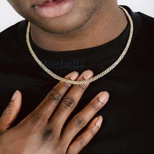 Gran oferta, cadena cubana de 5mm, probador de diamantes de moissanita de una fila, cadena de eslabones cubanos chapada en oro y plata 925, joyería fina - Product Image 2