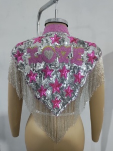 Elegante Capa Burlesque Festiva con Hermosas Hebras de Cuentas y Lentejuelas, Silueta Recta, Cierre Natural, Bordado de Perlas, Antiestática - Product Image 6