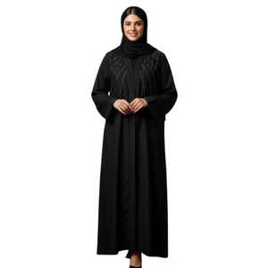 Venta al por mayor personalizado Abaya Turquía ropa islámica de lujo con estilo Petite Abaya mujeres musulmanas vestido Dubai volante mangas satén Abaya - Product Image 1