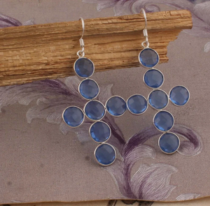 Increíble cristal Aqua Gemstone 925 plata esterlina plata antigua boda hermoso pendiente regalo - Product Image 4