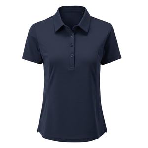 Pull en maille à col polo court pour femmes, été, demi-zip, respirant, manches courtes, vente en gros - Product Image 1