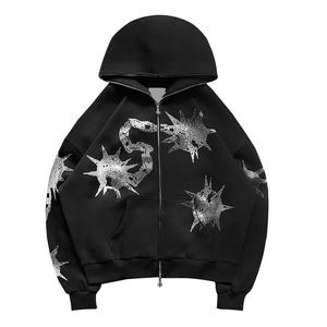 Fashion Streetwear <b>Cut</b> Edge Distressed Wholesale Hoodies Custom Design <b>Machine</b> Washable Hoodie Kangaroo Pockets Pullover - Product Image 1